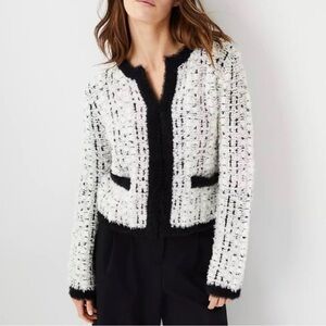 NWOT Ann Taylor Black and White Textured Blazer Soft & Lux